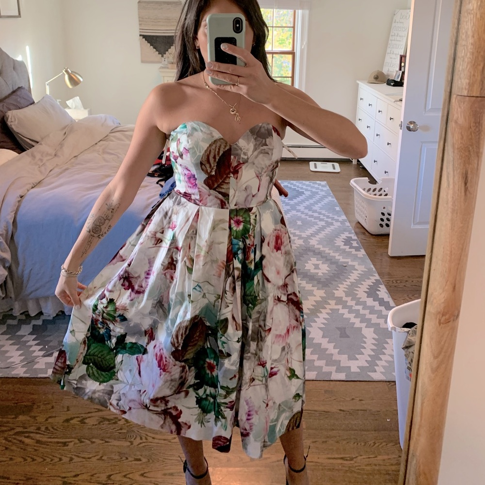 ASOS floral strapless party dress size 8